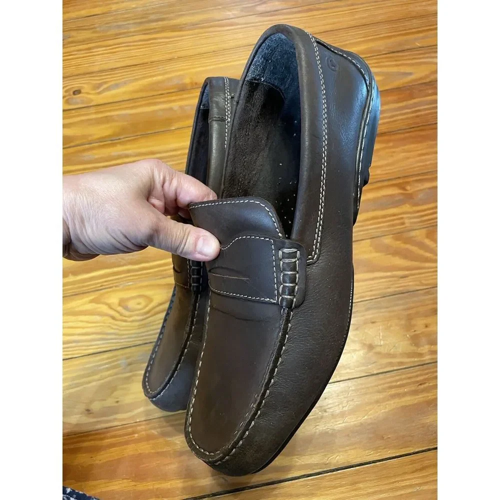 ROCKPORT Driving Moccasin Penny Loafer Dark Brown Leather Size 10‎